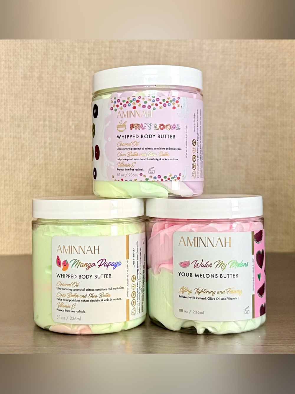 $114 Amminah 3 Piece Whipped Body Butter Beauty Bundle